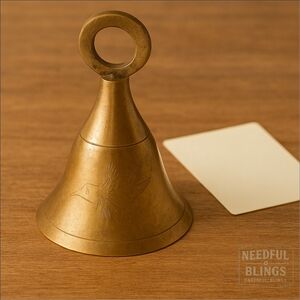Vintage Brass Desk Bell Clear Ringing Tone Rustic Decor